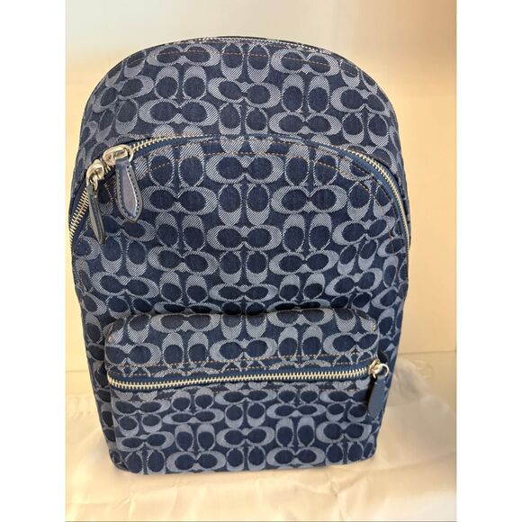 NWT Coach Carter Backpack In Monogrammed Denim - Picture 5 of 13